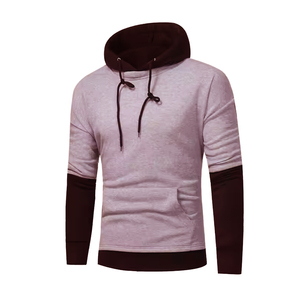 Sweat à capuche décontracté pour homme grande taille en polyester et coton tissé, motif uni bicolore - Product Image 3