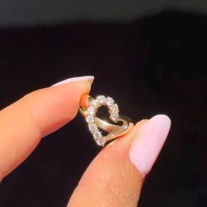 Anillo de Compromiso y Boda de Oro Sólido de 14K con Diamante Redondo Cultivado en Laboratorio en Forma de Corazón, Joyería Fina - Product Image 5