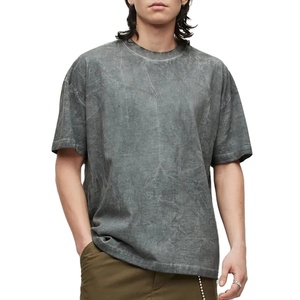 Nueva venta al por mayor Heavyweight 100% algodón Vintage estilo Oversize hombres ácido lavado camiseta gráfica en blanco de talla grande camiseta - Product Image 1