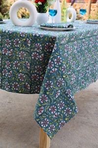 Custom Floral Colorful Hand Block Print Table Cover Woven Cotton Table Cloth for Wedding Decoration Colorful Wedding Table - Product Image 2