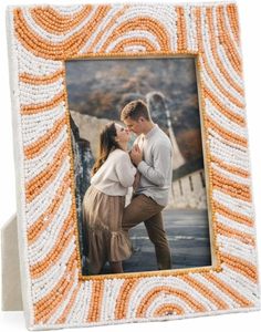 Beaded Photo <b>Frame</b> for <b>Wall</b> or Tabletop Picture Perfect Aesthetic Cute Boho Unique Style with Plexiglass Vertical & Horizontal - Product Image 1