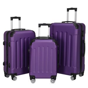 Valigia Trolley 3-in-1 Portatile in ABS Viola 20/24/28" Leggera in Plastica e Gomma con Serratura TSA Design alla Moda - Product Image 1