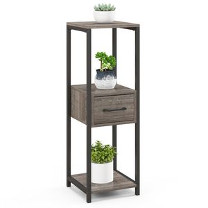 3-Tier Tall Metal Plant Stand with Drawer for Balcony or Office <b>Wall</b> & <b>Display</b> Shelf - Product Image 1