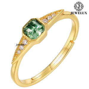 Bague de fiançailles en or jaune de qualité supérieure, sertie d'une pierre précieuse taille émeraude, monture closée, design géométrique classique, prix export. - Product Image 3