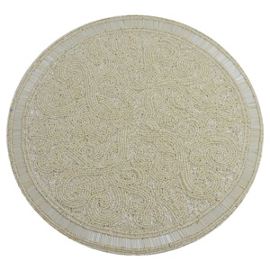 Rounded <b>Placemat</b> Best Handmade <b>Beaded</b> <b>Placemat</b> and Seep Design Light Colored Beads Home Decor Coaster Design Mat - Product Image 2