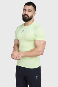 mens <b>compression</b> <b>shirt</b> gym fitness athletic wear quick dry stretch fabric training workout tee custom printing supplier - Product Image 6