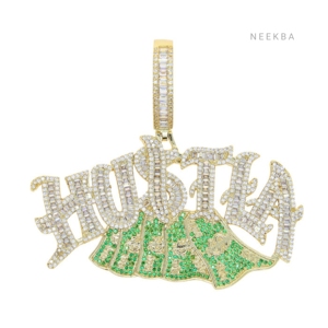 Pendentif Hustla Money entièrement serti de pierres - Pendentif en argent 925 avec moissanite, pièce maîtresse Hip Hop, pendentif en argent avec moissanite personnalisé - Product Image 6