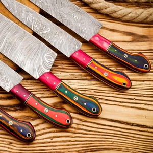 Hand Forged 67-Layer Damascus Steel <b>Sharp</b> Chef <b>Knife</b> <b>Set</b> Wood Handles | 5-Piece Ambidextrous Luxury Kitchen <b>Knife</b> Gift 58-60 HRC - Product Image 2