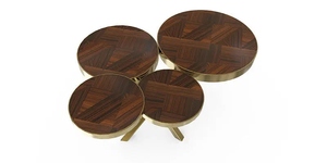 Table basse ronde en marbre foncé de luxe, design nordique, pour la maison et les hôtels. - Product Image 5