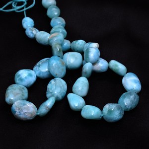 Larimar 10mm-14mm Smooth Nugget <b>Beads</b> Natural Larimar Oval Tumbled Semiprecious Gemstone <b>Loose</b> <b>Beads</b> For Jewelry Making Supplies - Product Image 2