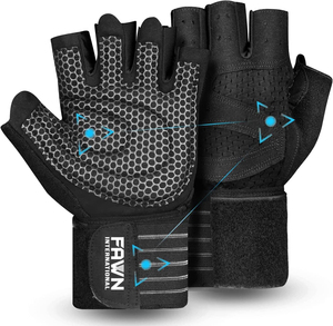 Gants de fitness pour la gym, avec support de poignet, demi-doigts, antidérapants, avec sangles en caoutchouc, protègent les paumes, préviennent les callosités, pour la musculation, unisexe - Product Image 1