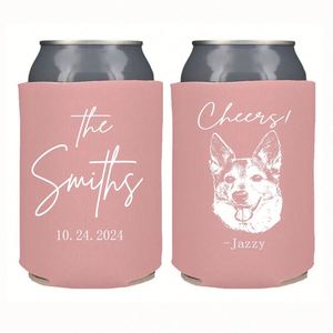 Refroidisseurs de canettes personnalisés pour mariage, porte-canettes monogrammés, cadeaux de réception de mariage, manchons isothermes en néoprène pour canettes de bière - Product Image 1