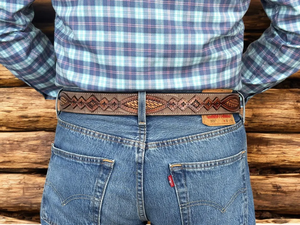 Ceinture en cuir de vache occidental de qualité supérieure avec motif floral gravé à la main, fabricant grossiste - Product Image 2