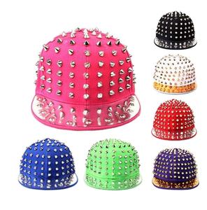 Casquette de baseball unisexe en toile, style Punk Rock Hip Hop, avec rivets et clous argentés, réglable - Product Image 1