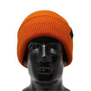 <b>Beanies</b> for <b>Men</b> Women Plain Windproof <b>Hat</b> Winter OEM Designs Sports Casual Cuff <b>Hat</b> with Custom Woven Tag <b>Beanies</b> - Product Image 3