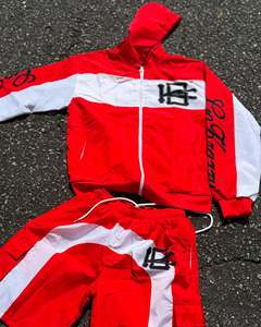 Custom Reflective <b>Men's</b> Nylon Windbreaker <b>Jacket</b> and Shorts Set Zip Up Streetwear Water Resistant Tracksuit - Product Image 6