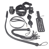 Valentijnsdag Roleplay Bondage Set met leren boeien, halsband, paddle en sensorische uitrusting