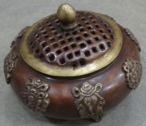 Brûleurs et supports d'encens suspendus en cuivre naturel 100% faits à la main, traditionnels, pour encens tibétain - Product Image 3