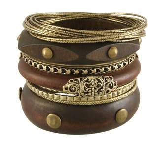 Pulsera de Madera con Pentagrama Retro, Diseño Exagerado con Remaches Anchos, Accesorio Unisex Moderno Hecho a Mano e Impermeable - Product Image 2