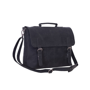 Sac messager classique en toile noire avec sangle réglable et fermeture à boucle pour usage professionnel - Product Image 1