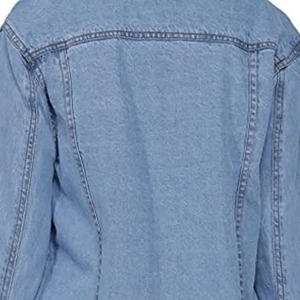 Chaqueta vaquera de invierno para mujer con cuello de piel, holgada, corta, con cinturón y cremallera, talla grande, abrigo vaquero, venta al por mayor, OEM, ODM, personalizada - Product Image 4