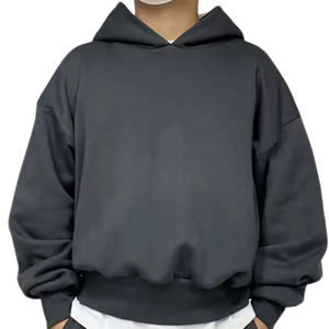 เสื้อฮู้ดกันหนาวผ้าฝ้าย100% 500แกรมสำหรับผู้ชายโอเวอร์ไซส์ผ้าเฟรนช์เทอร์รี่ธรรมดา - Product Image 4