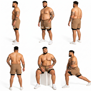 Wholesale 2-in-1 <b>Men's</b> Running <b>Shorts</b> Breathable Gym Fitness Printed <b>Shorts</b> <b>Men</b> Plus Size Inner <b>Compression</b> Jogging <b>Shorts</b> - Product Image 5