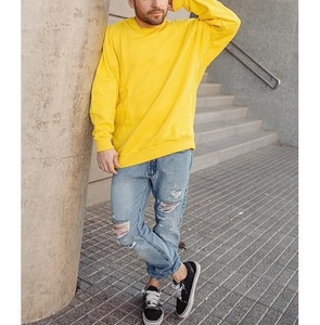 Sweat-shirt pour homme à manches longues, col rond, épaules tombantes, couleur unie, confortable, grande taille, best-seller, fabriqué au Bangladesh - Product Image 3