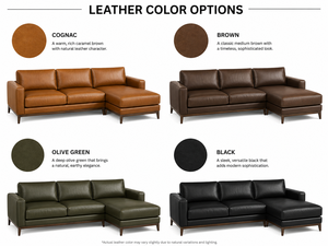 Sofá Seccional Clásico Tradicional de Cuero Genuino con Chaise Longue, Color Negro, Muebles de Lujo para Sala de Estar, Hotel y Hogar - Product Image 4