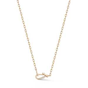Diamond Charm Holder Necklace Loop Hook Clasp Wholesale 14K 18K Solid Gold 18 Inch Layering Link Pendant Keeper Chain For Women - Product Image 3