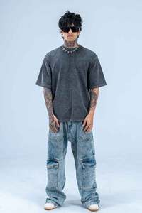 เสื้อยืดคอกลมโอเวอร์ไซส์ผ้าฝ้าย 100% สำหรับผู้ชาย พิมพ์โลโก้ได้ตามต้องการ ระบายอากาศได้ดี ไซส์ใหญ่ ผ้าไม่เป็นขุย สไตล์วินเทจ สำหรับฤดูร้อน - Product Image 5