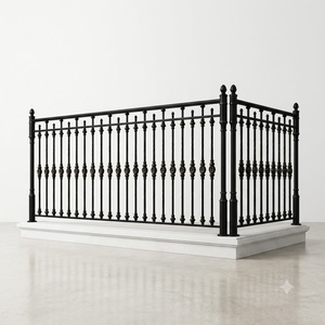 Traditional wrought iron balcony railing; easy to install on the floor, weather-resistant, and rust-<b>proof</b>. - Product Image 1
