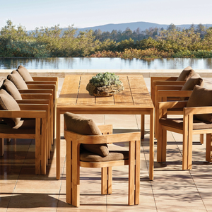 Mesa rectangular de estilo moderno en oferta, ideal para comedor o restaurante al aire libre, hecha de madera. - Product Image 5