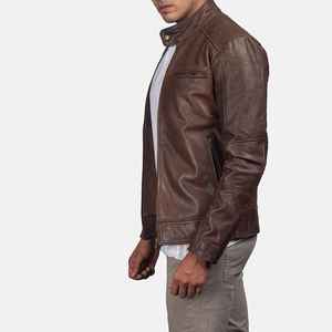 Chaqueta de Cuero para Motociclista de Invierno para Hombre con Cierre Frontal y Diseño Sólido, Servicio OEM - Product Image 2