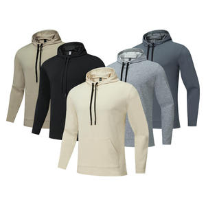 Sweat-shirt à capuche confortable en molleton épais, logo personnalisé, demi-blanc, poches kangourou, 100% coton, hiver - Product Image 1