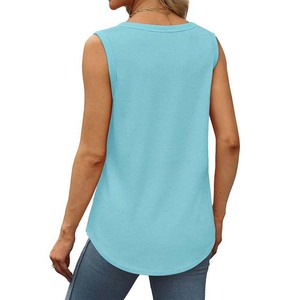 เสื้อกล้ามถักผู้หญิงคอกลมสีพื้นระบายอากาศลำลอง - Product Image 2