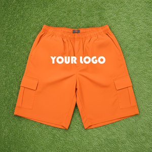 Men's Custom Hip Hop Streetwear <b>Short</b> Set <b>Lightweight</b> Nylon Windbreaker with Vintage Decoration Corduroy <b>Cargo</b> <b>Shorts</b> Pattern - Product Image 1