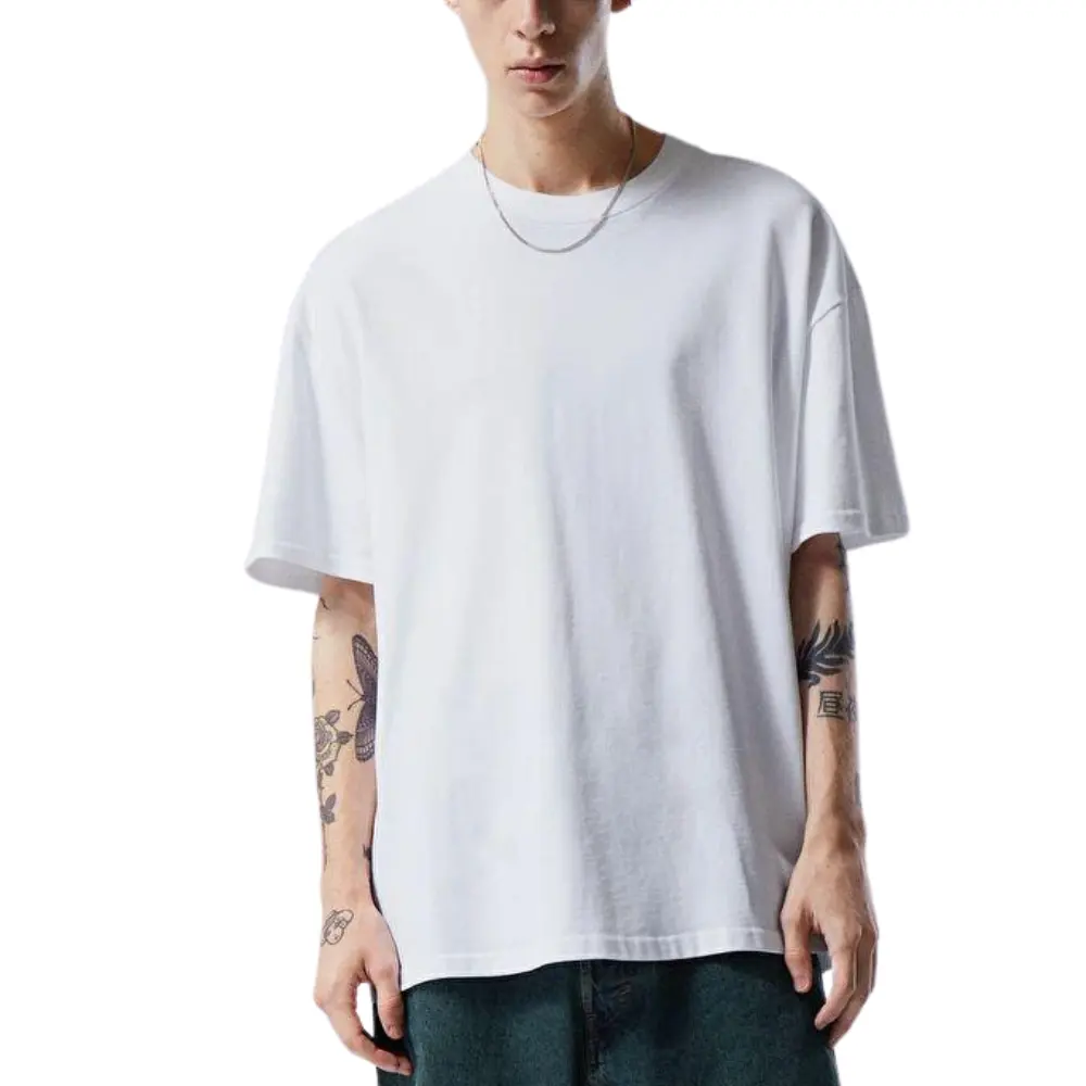 Camiseta masculina plus size com estampa de ombro de algodão grosso e folgada, moda de tendência, tamanho personalizado, baixo MOQ, feita em Bangladesh, 2024