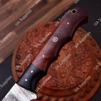 Couteau à fileter léger en acier Damas à lame pleine de 7 pouces, manche en bois de rose naturel, finition brossée, qualité industrielle, fait main