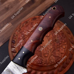 มีดแล่เนื้อเหล็กดามัสกัสแบบเต็มด้าม น้ำหนักเบา ขนาด 7 นิ้ว ด้ามไม้พะยูงธรรมชาติ ผิวขัดเงา คุณภาพระดับอุตสาหกรรม ผลิตด้วยมือ - Product Image 3