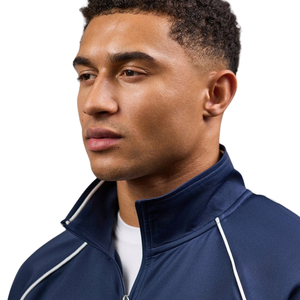 Ensemble de survêtement décontracté bleu marine pour homme avec fermeture éclair intégrale, idéal pour la gym, le sport, le streetwear et les activités hivernales - Product Image 3