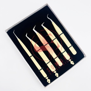 แหนบปลายไมโครเคลือบผงครีมด้ามจับพิเศษสำหรับการต่อขนตาโลโก้ที่กำหนดเองวัสดุสแตนเลสคุณสมบัติใหม่ - Product Image 3