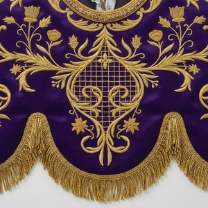 Handcrafted Processional <b>Banner</b> Designed With Premium Heavy Weight Purple Velvet Fabric And Adorned With Intricate Gold Bullion - Product Image 6