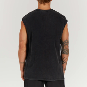 High Street <b>Vintage</b> Stonewashed Woven <b>Tank</b> <b>Top</b> for Men 100% Cotton Eco-Friendly Customizable Streetwear Gym Quick Dry Breathable - Product Image 3
