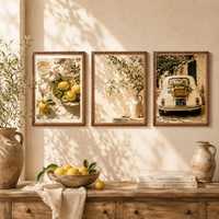 Marco de Fotos de Madera con Cuentas Estilo Vintage, Múltiples Tamaños y Opciones de Impresiones Artísticas, Marco de Fotos Mediterráneo Toscano para Pared de Galería