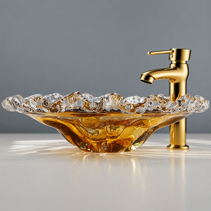 Lavabo de Cristal Ahumado de Lujo, Duradero y Artístico, Lavabo de Vidrio para Encimera, Lavabo Moderno de Diseño para Baño - Product Image 3