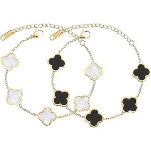 Set di Bracciali Placcati in Oro 18K a Forma di Quadrifoglio, Gioielli Trendy da Donna, Regalo di Compleanno per Donne/Mamme - Product Image 1