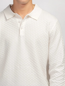 เสื้อสเวตเตอร์ผู้ชายสีขาวถักแบบมีกระดุม คอปก ทรงปกติ แขนยาว เรียบง่าย สไตล์มินิมอล คุณภาพพรีเมียม สำหรับฤดูใบไม้ผลิ ปี 2026 - Product Image 5