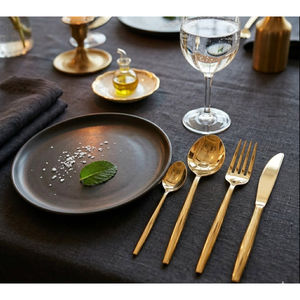 Stainless Steel Gold PVD Minimal Design Handmade Cutlery Set Durable Eco Friendly Dishwasher Safe <b>Flatware</b> Sets - Product Image 2