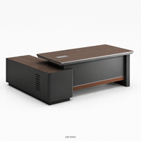 Bureau de direction en bois grainé avec armoire de rangement latérale 2400 mm, mobilier de bureau moderne pour directeur